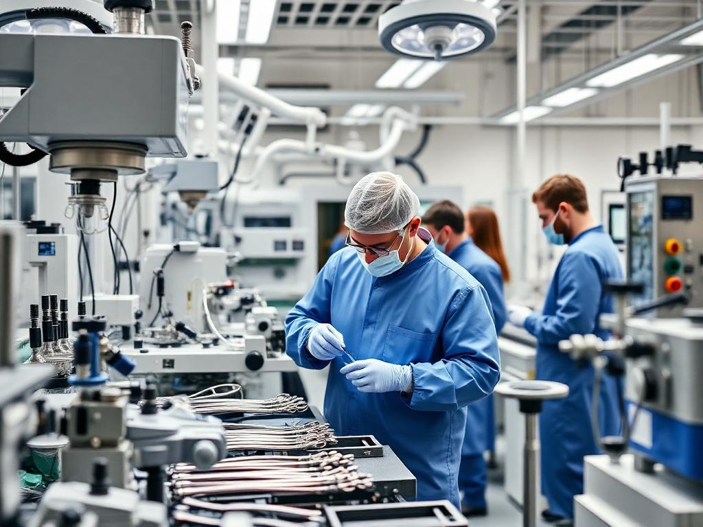 Triple Helix Solutions manufacturing team inspecting medical instruments