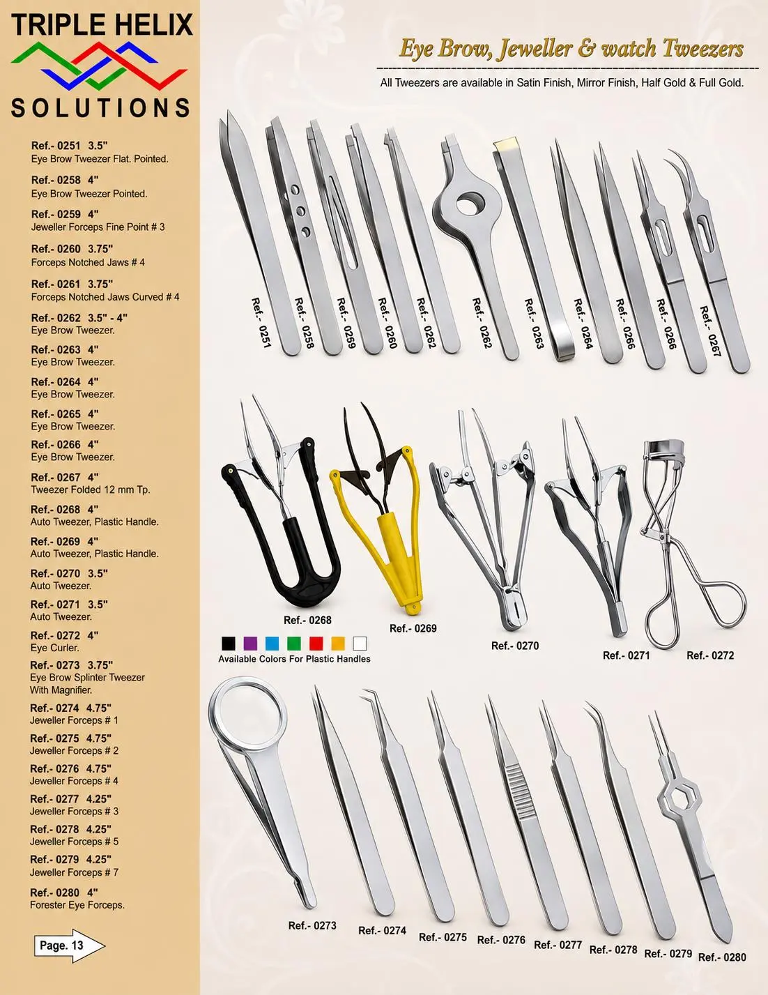 Eye Brow, Jeweller & Watch Tweezers — catalogue page 13