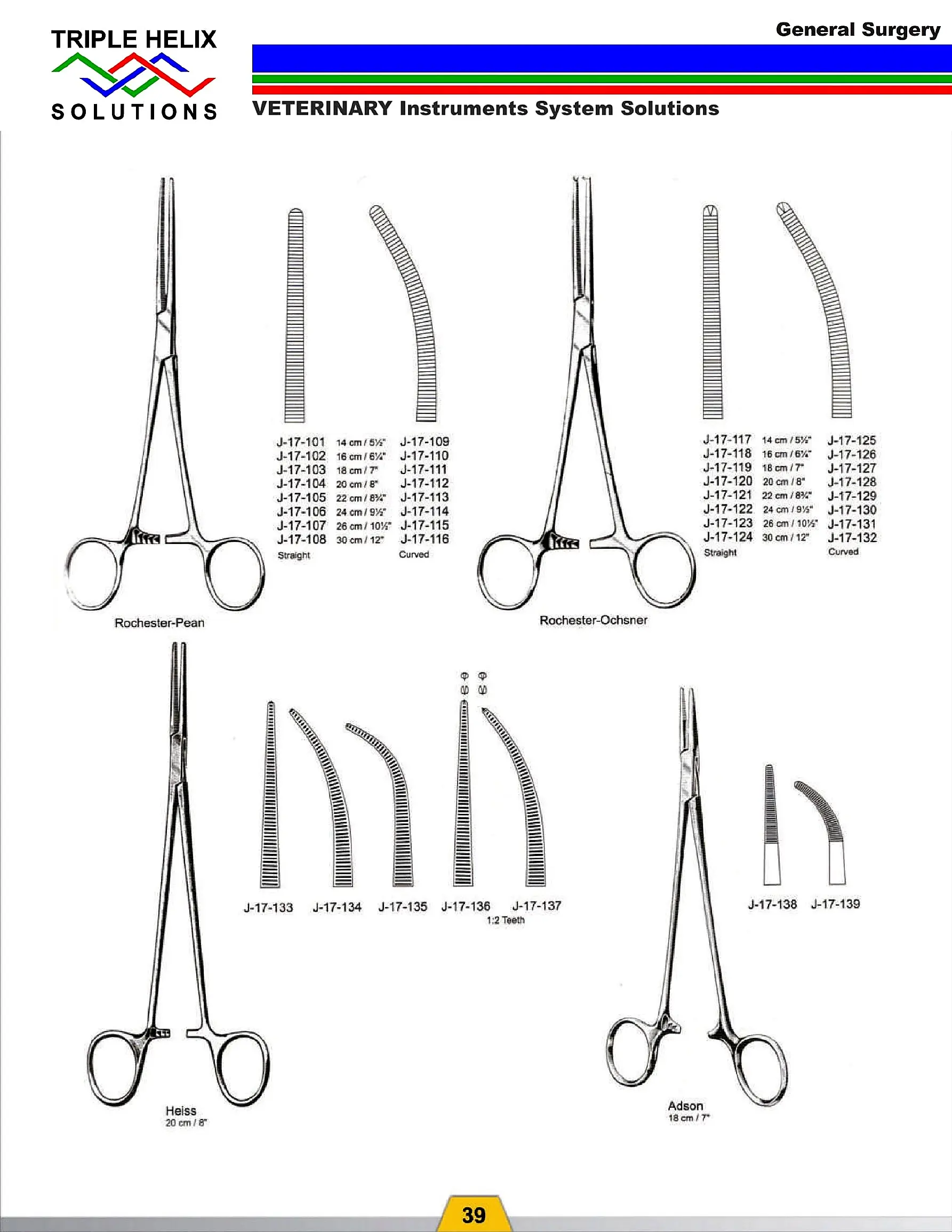 Rochester-Pean, Rochester-Ochsner and Heiss Forceps