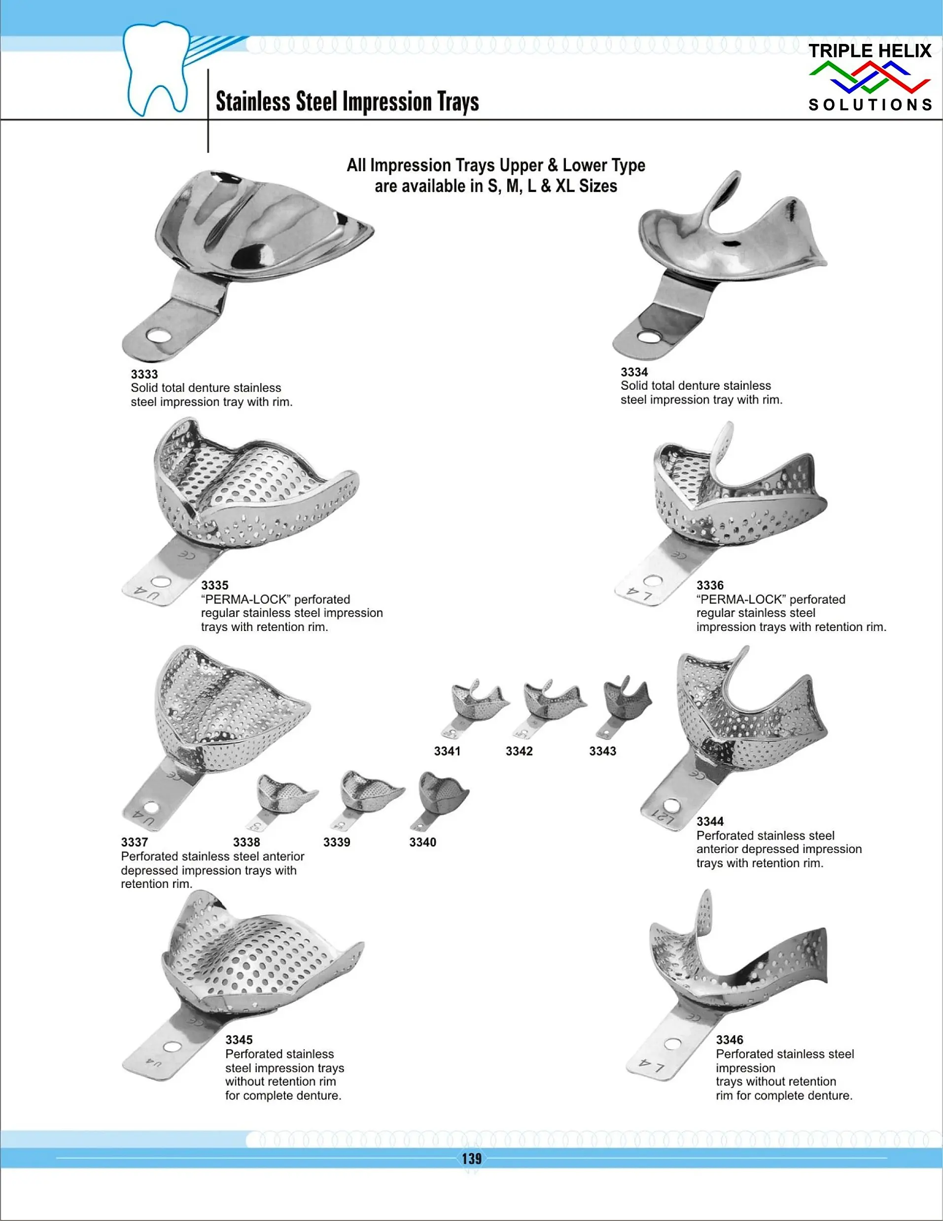 Stainless Steel Impression Trays — page 139