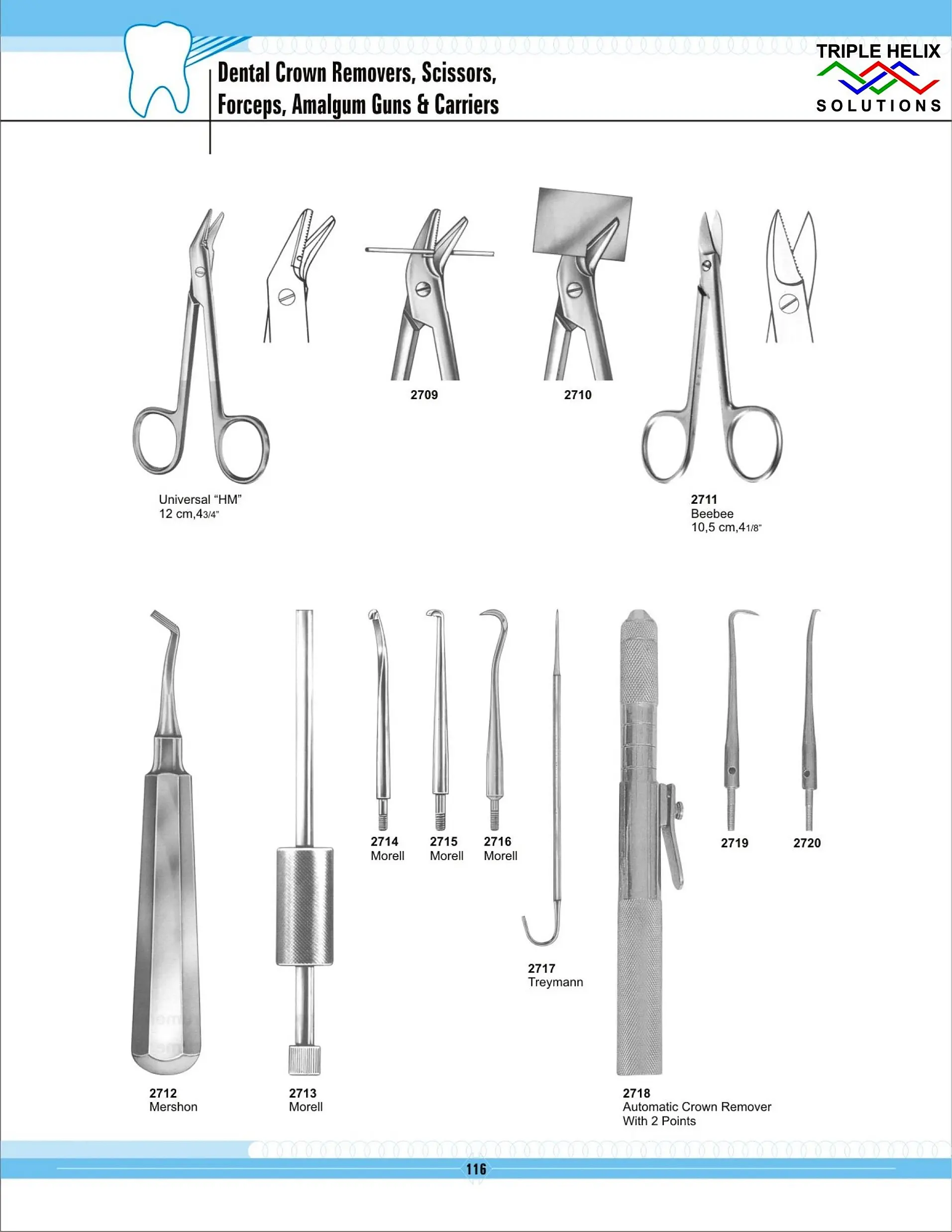 Dental Crown Removers, Scissors, Forceps, Amalgam Guns & Carriers — page 116