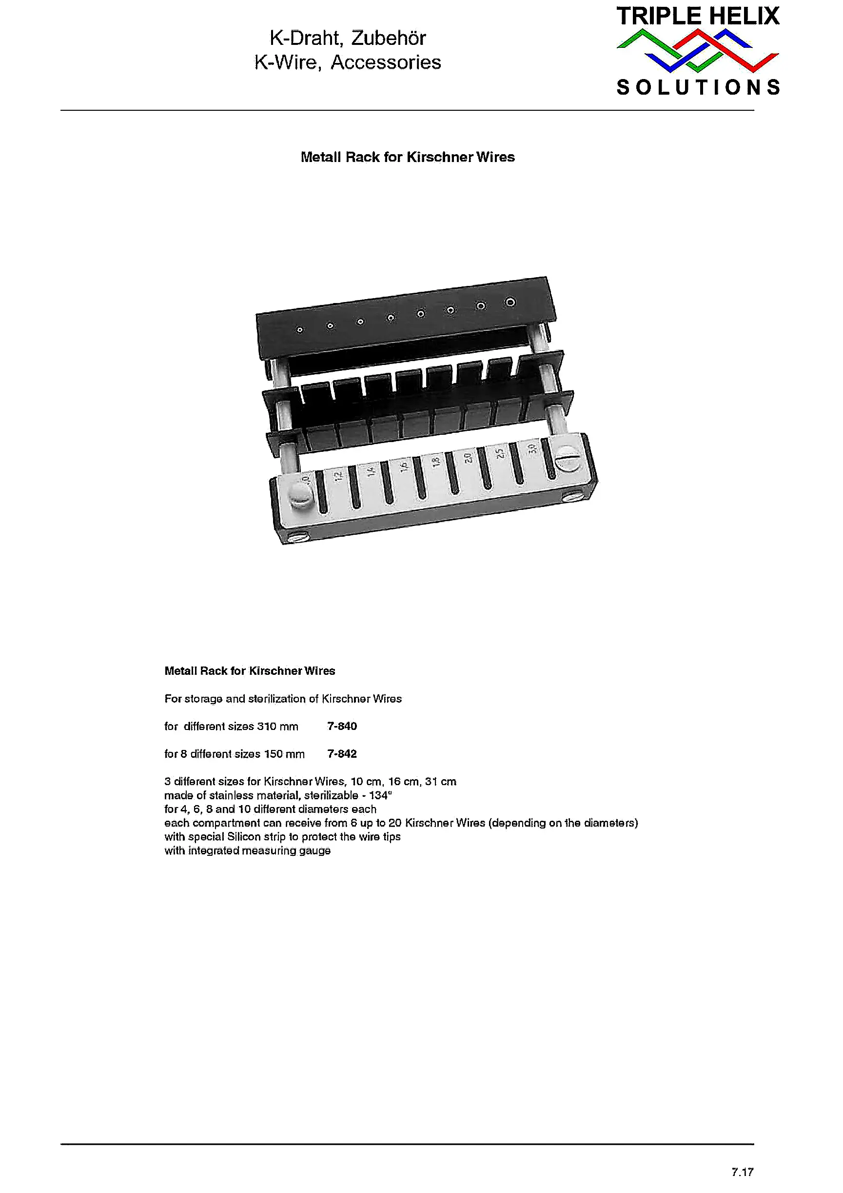 Metal Rack for Kirschner Wires
