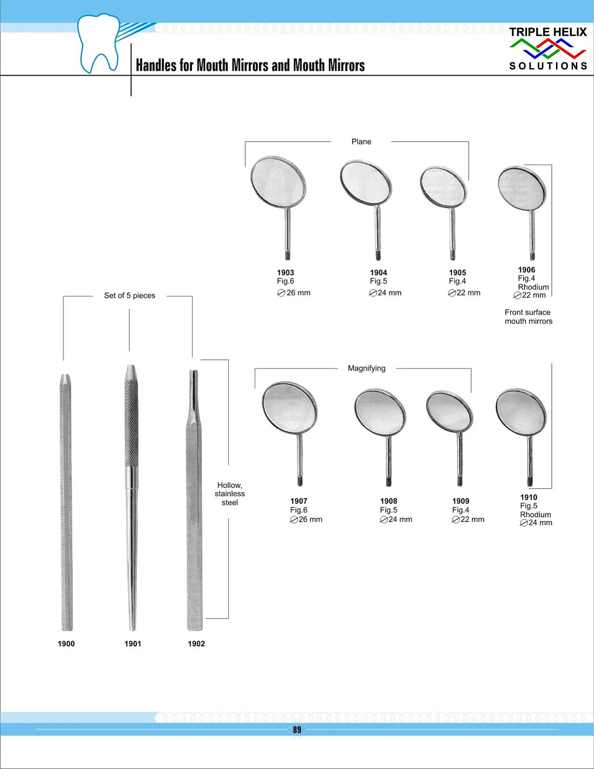 Handles for Mouth Mirrors and Mouth Mirrors — page 89