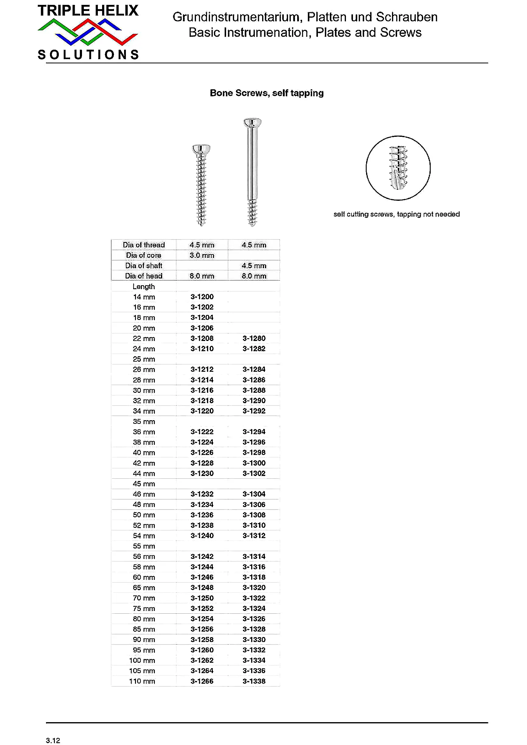 Self-Tapping Bone Screws