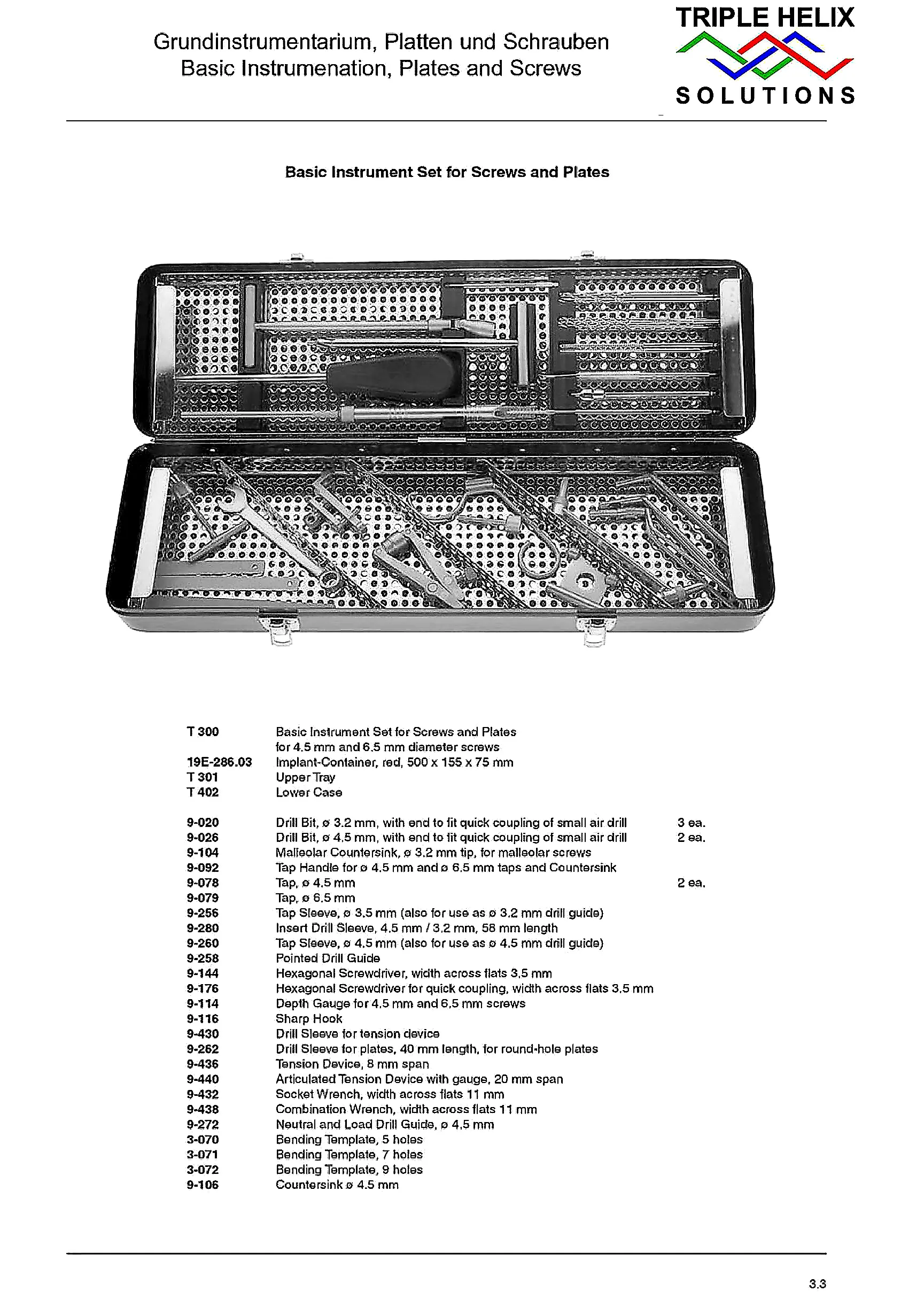 Basic Instrument Set for Screws and Plates