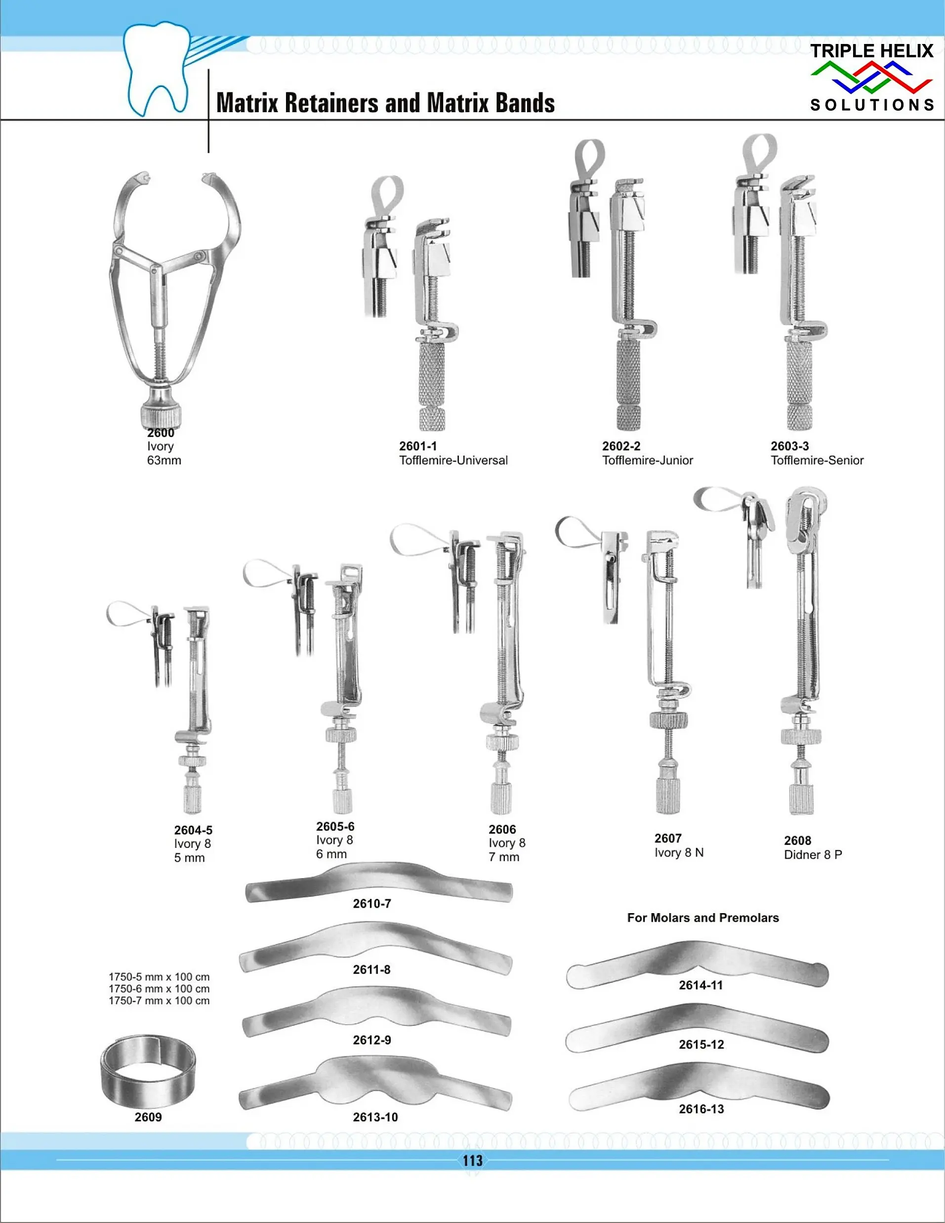 Matrix Retainers and Matrix Bands — page 113
