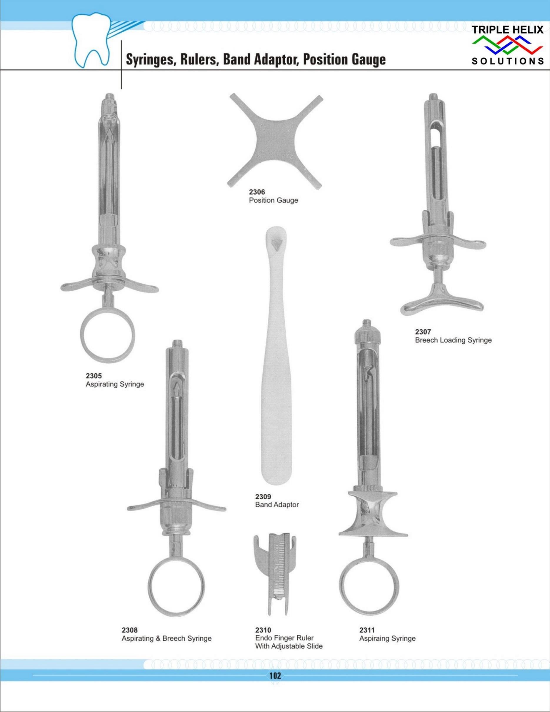 Syringes, Rulers, Band Adaptor, Position Gauge — page 102