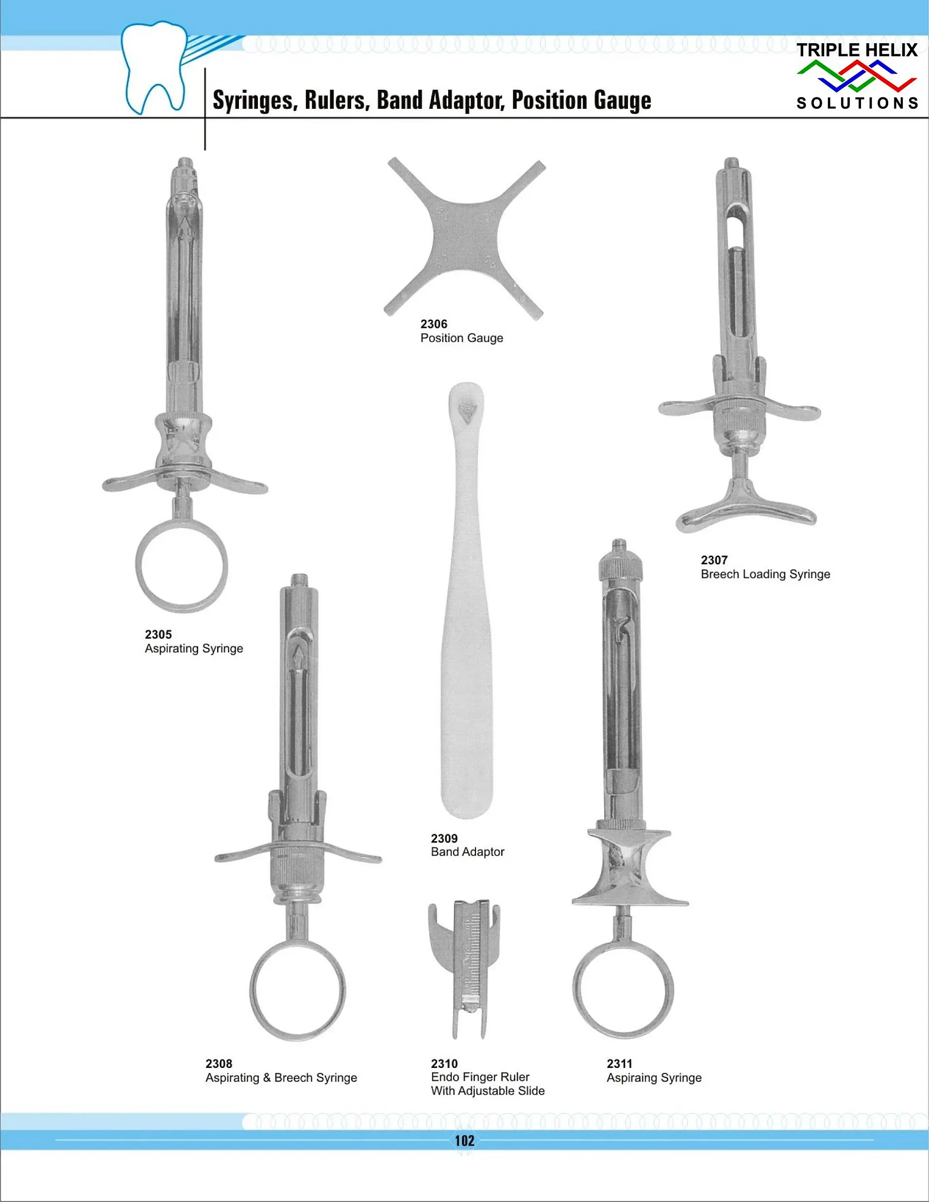 Syringes, Rulers, Band Adaptor, Position Gauge — page 102