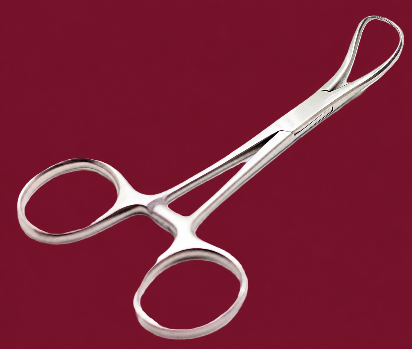 Surgical instrument presented on the Triple Helix Solutions maroon background