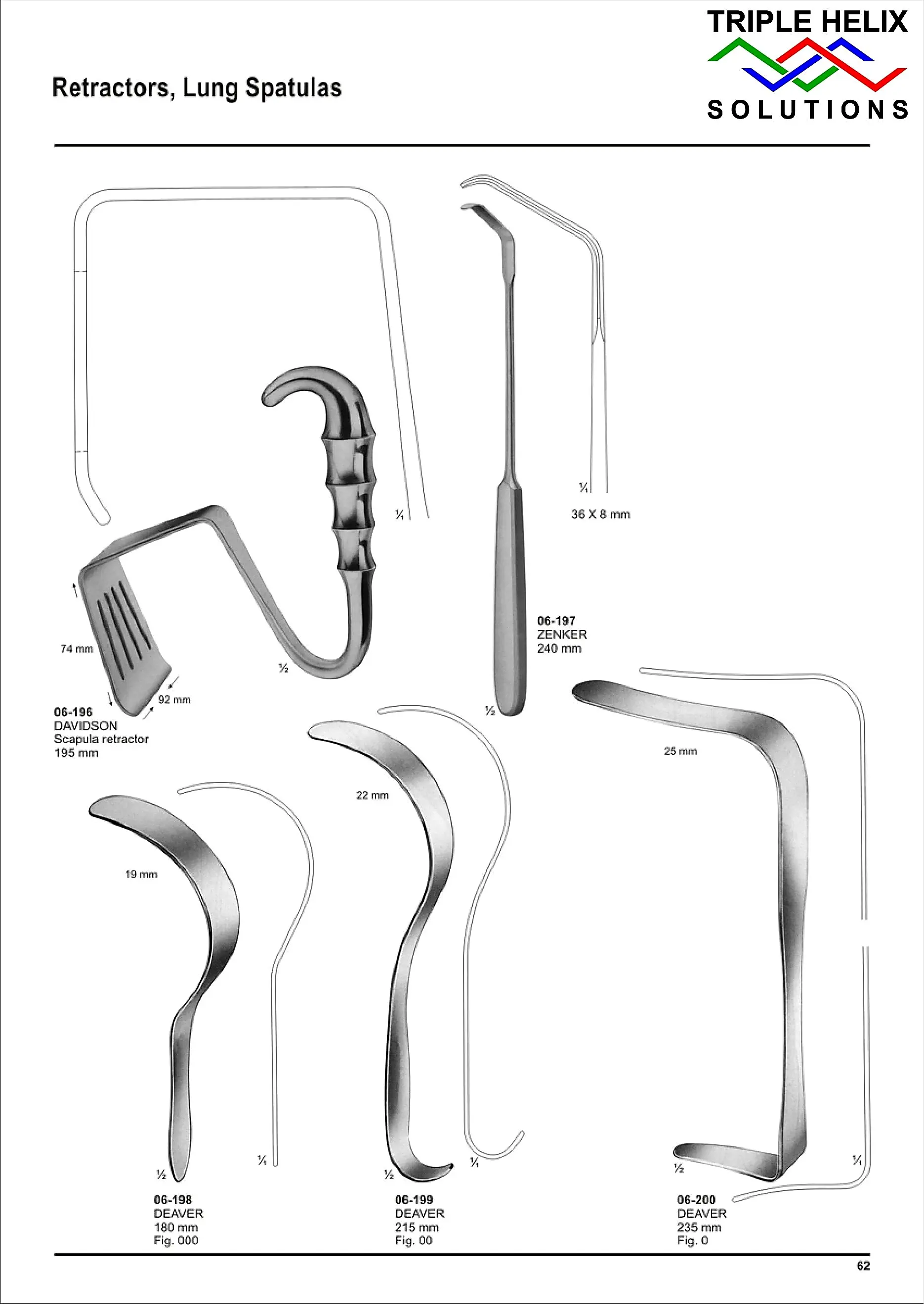 Retractors, Lung Spatulas — page 62