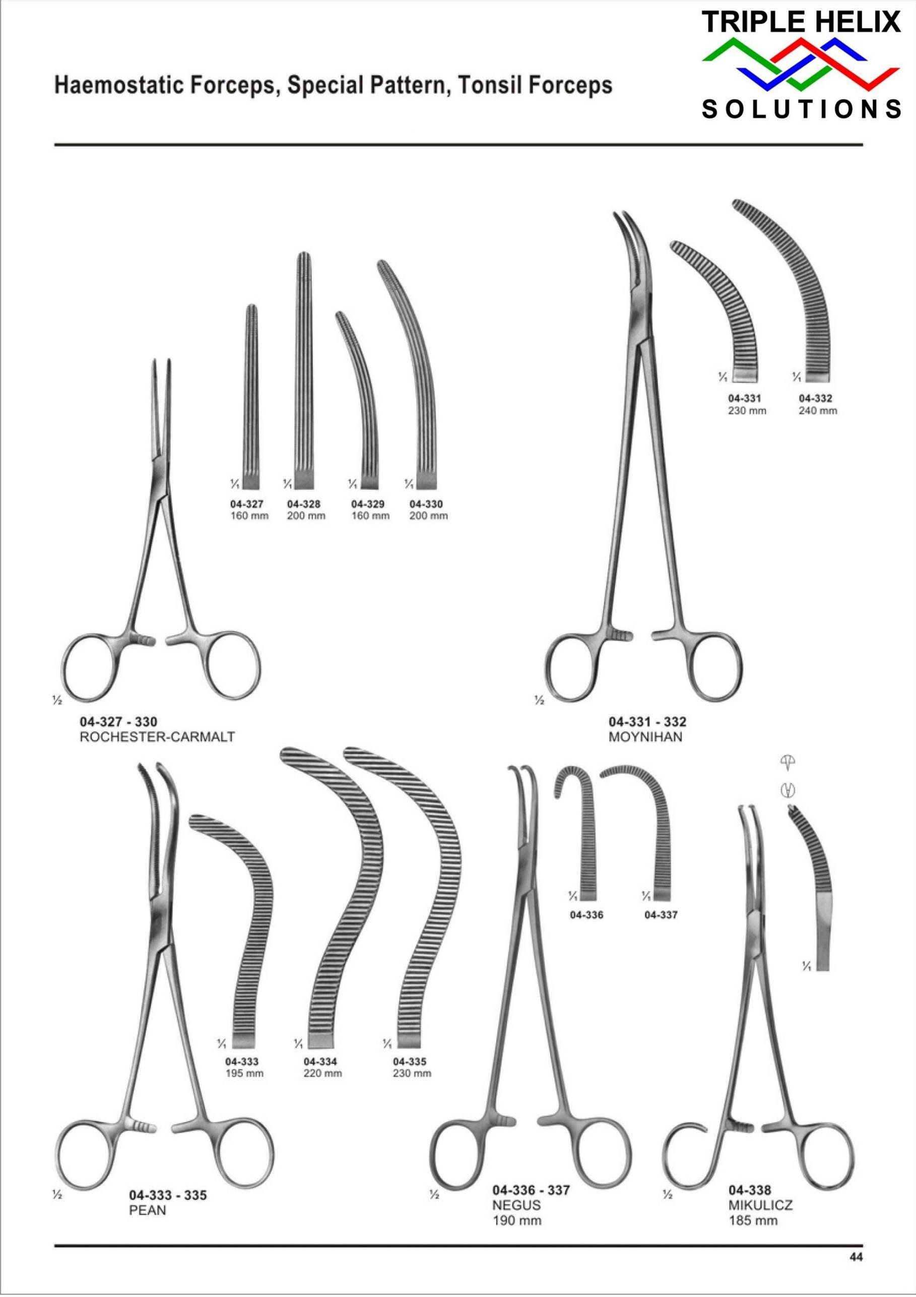 Haemostatic Forceps, Special Pattern, Tonsil Forceps — page 44