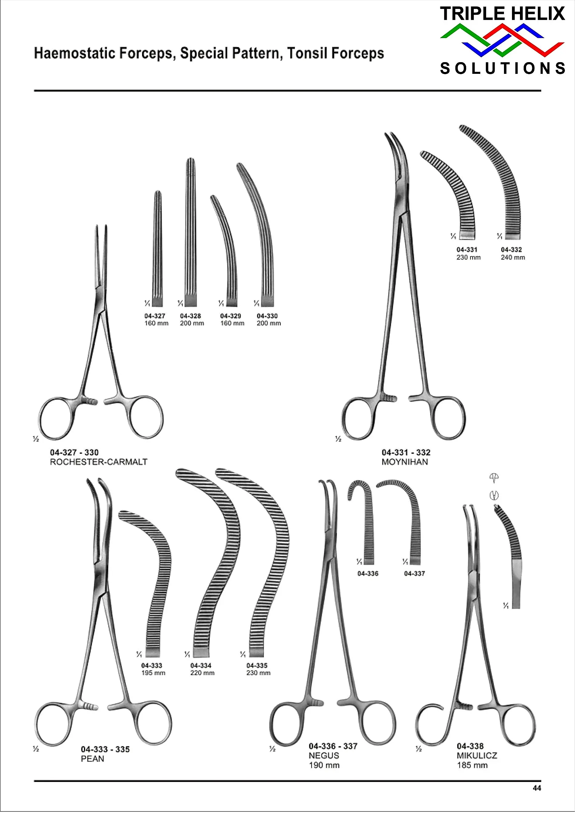 Haemostatic Forceps, Special Pattern, Tonsil Forceps — page 44
