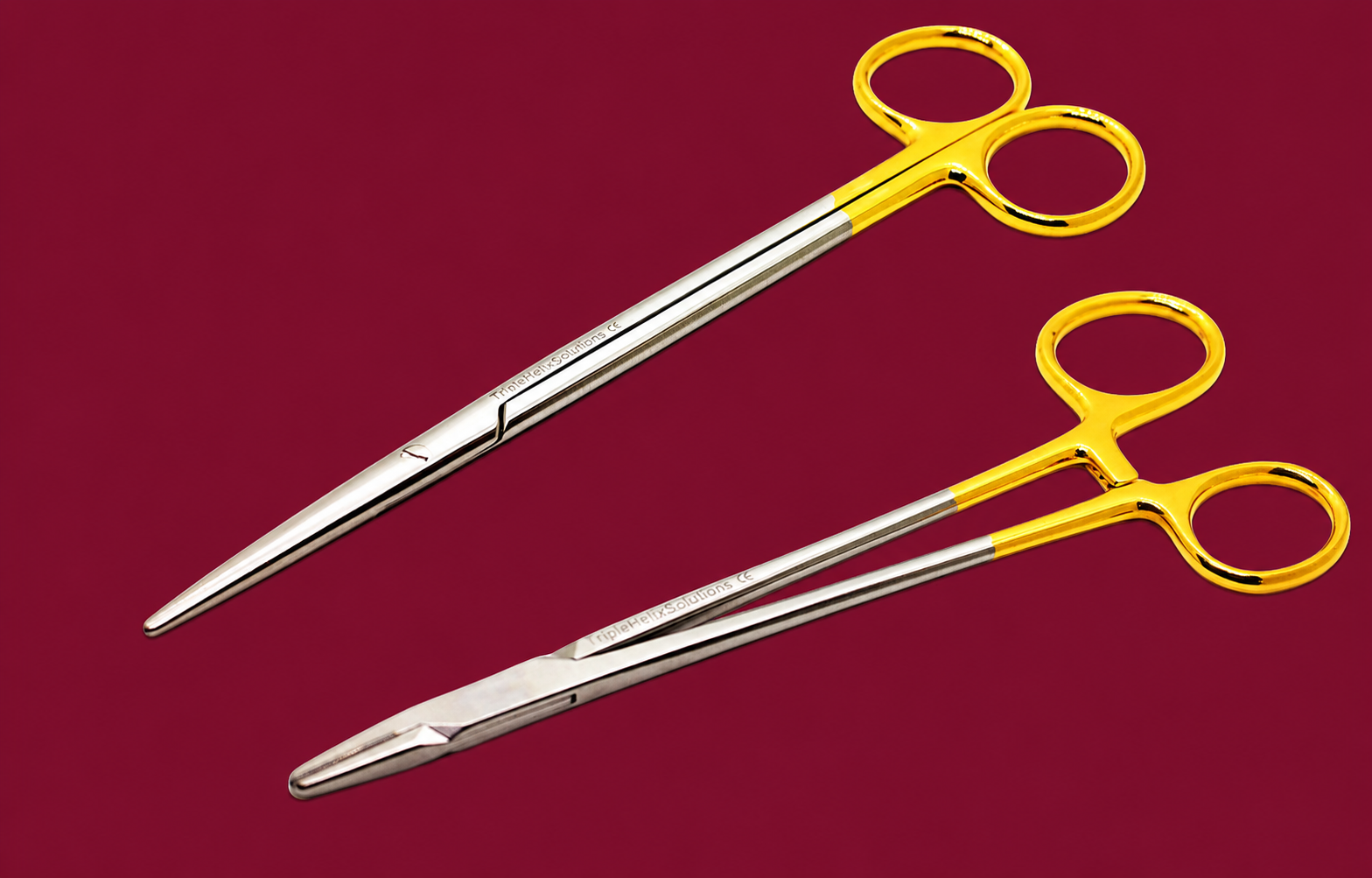 Two surgical instruments presented beside the international buyers introduction