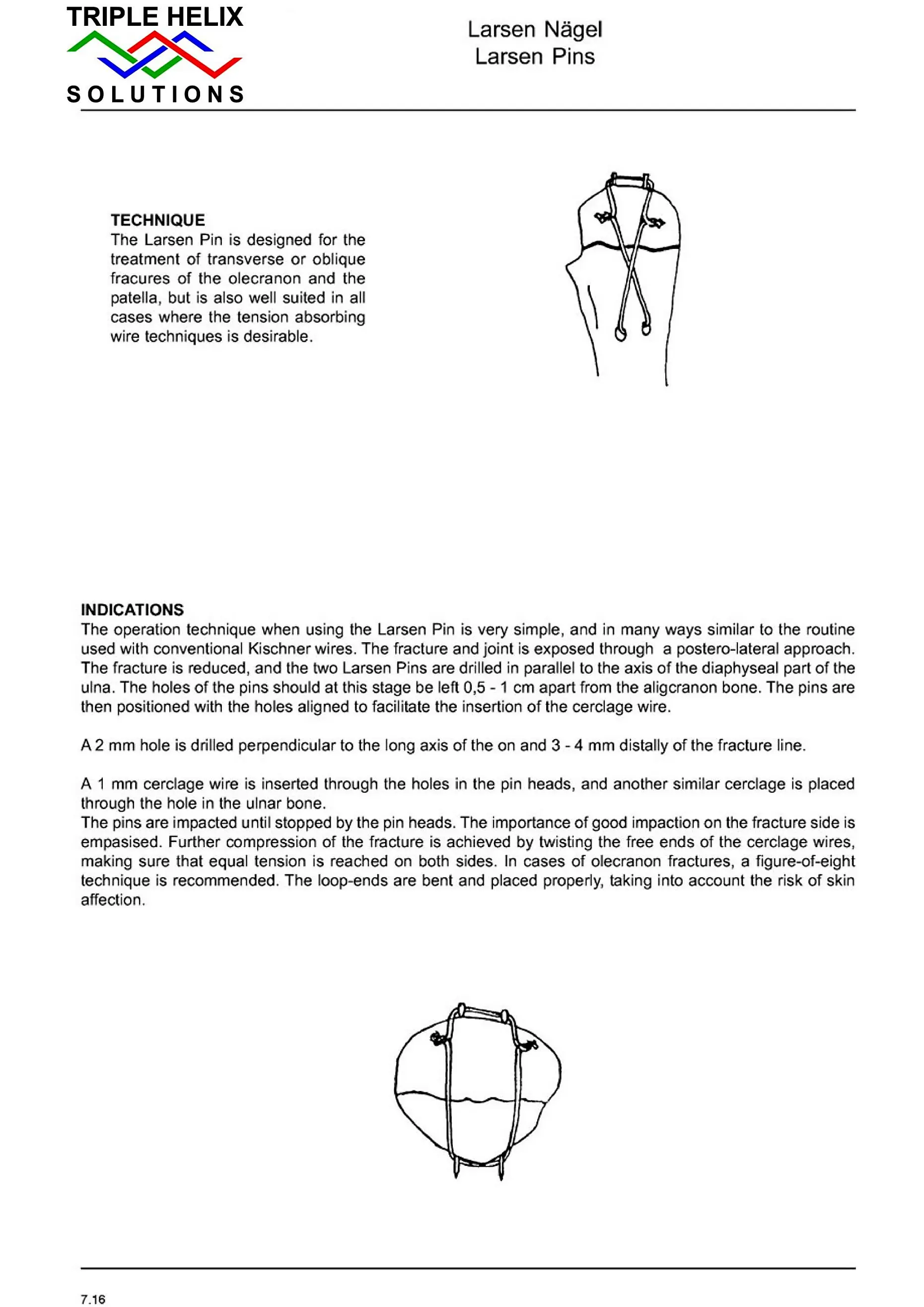 Larsen Pin Operative Technique — implant catalogue page 37