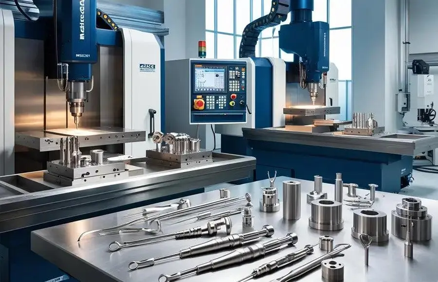 CNC precision manufacturing facility producing medical instrument components