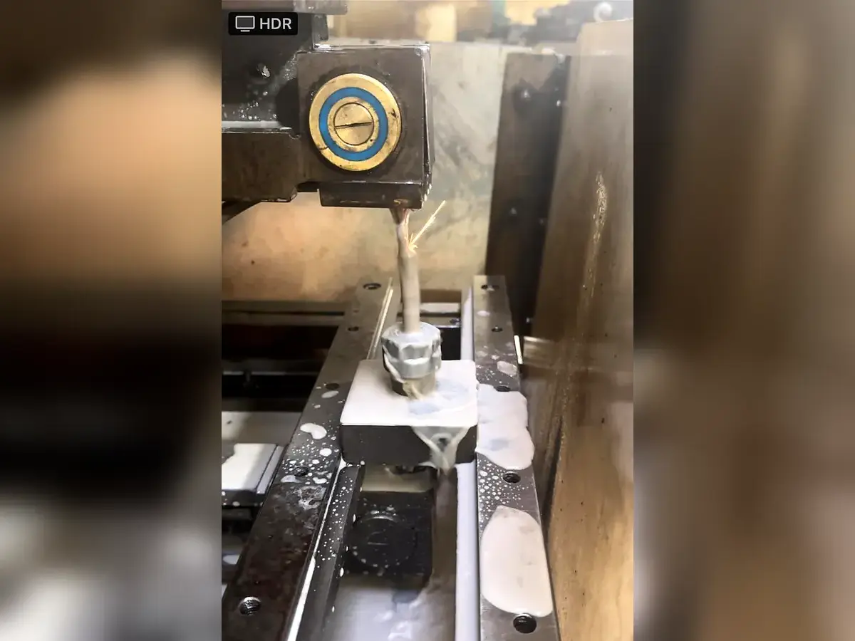 Precision EDM machining in operation